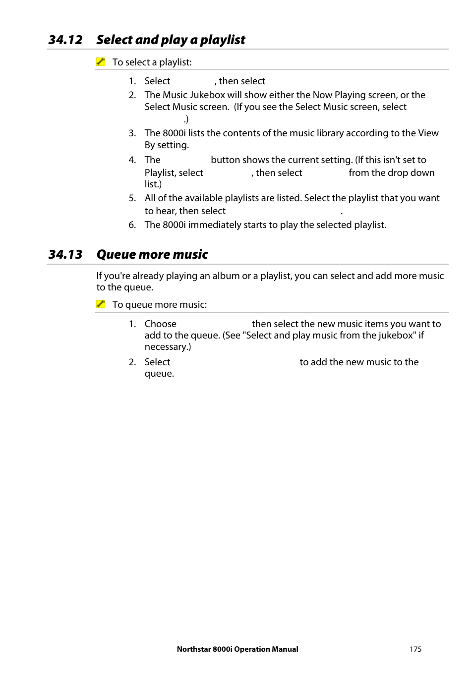 12 select and play a playlist, 13 queue more music | NorthStar Navigation NorthStar 8000i User Manual | Page 175 / 220