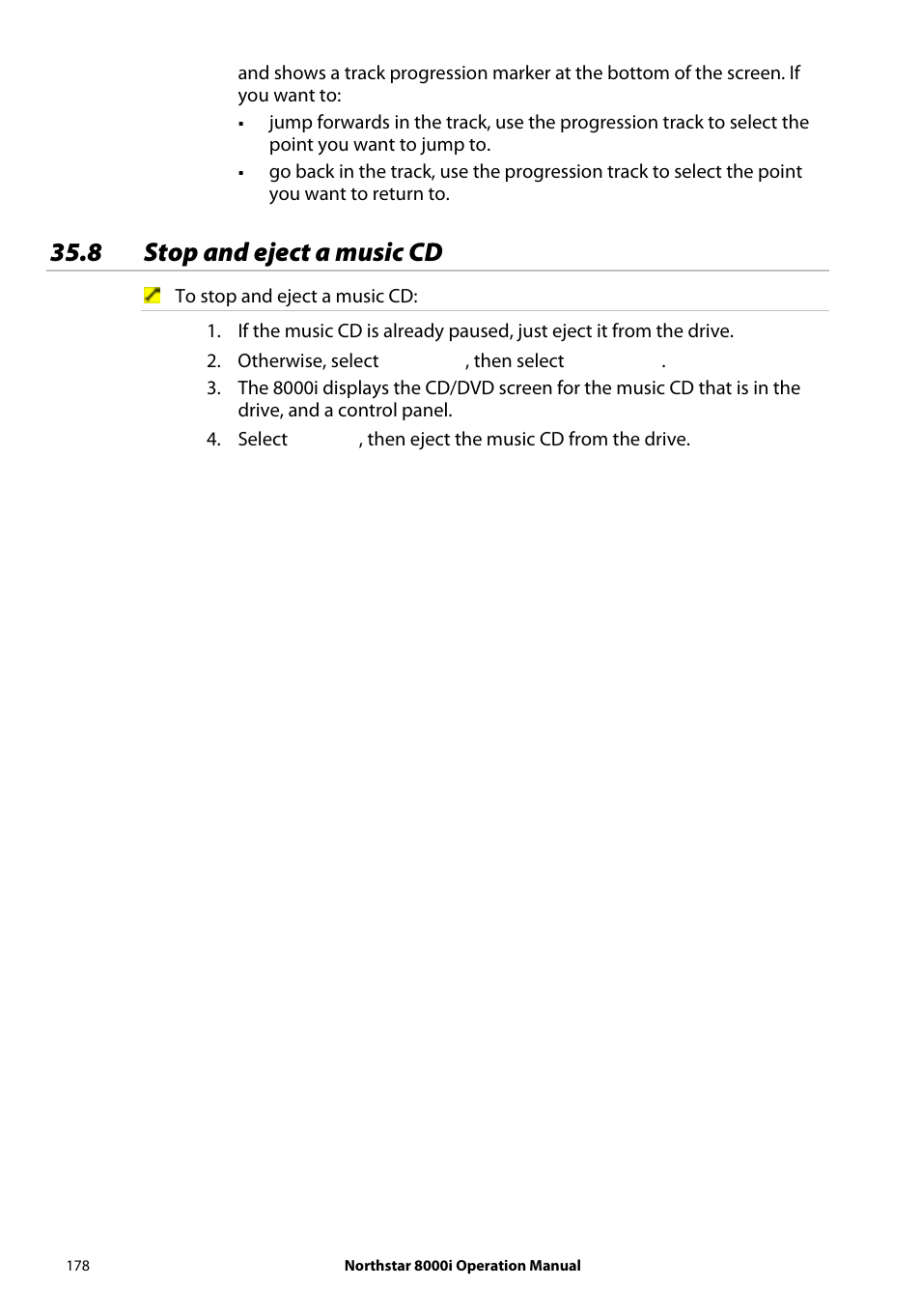 8 stop and eject a music cd | NorthStar Navigation NorthStar 8000i User Manual | Page 178 / 220