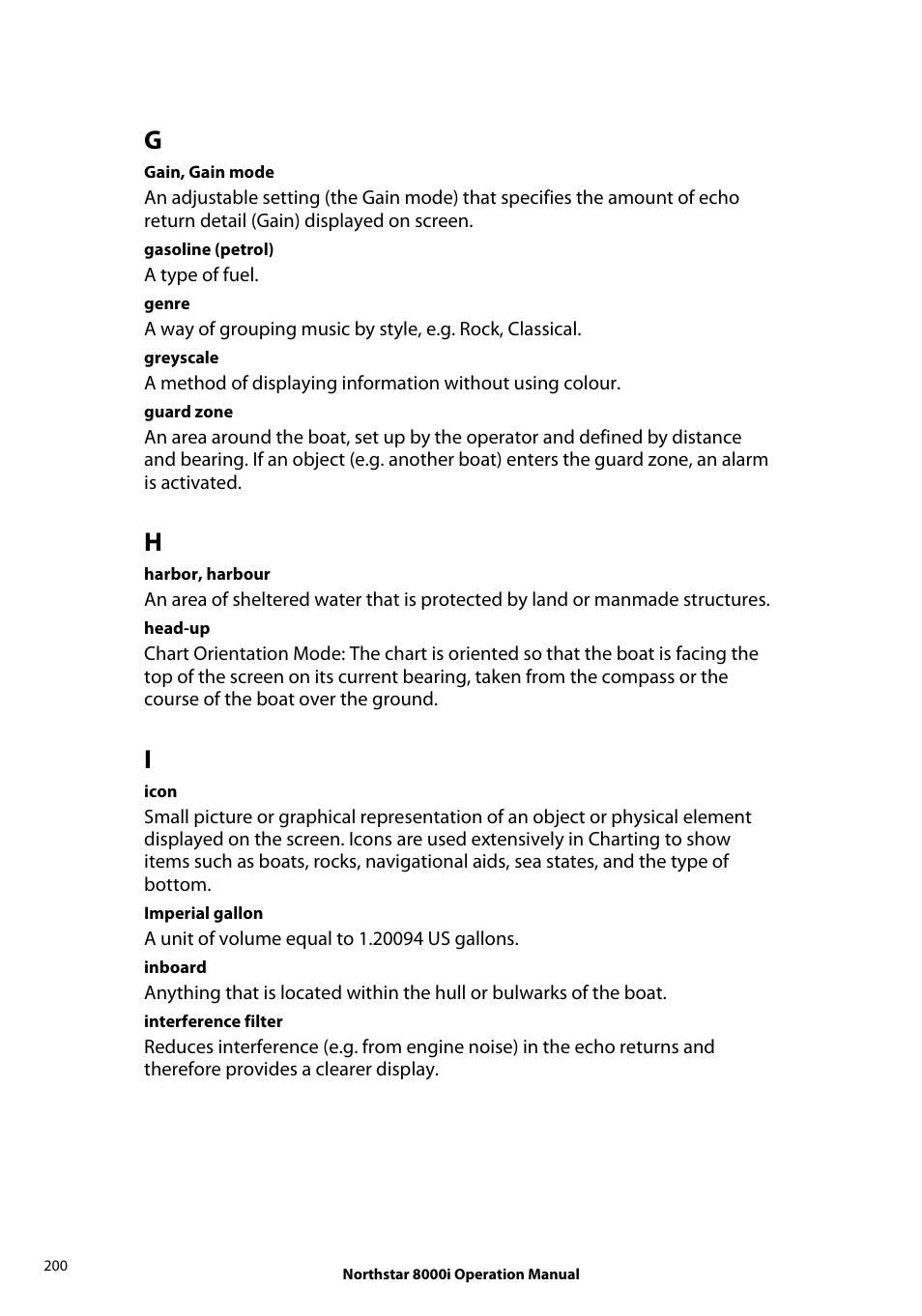 A type of fuel | NorthStar Navigation NorthStar 8000i User Manual | Page 200 / 220