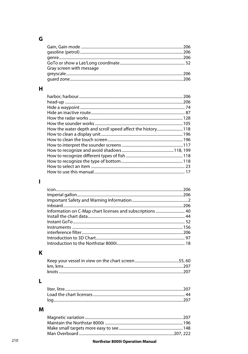 NorthStar Navigation NorthStar 8000i User Manual | Page 210 / 220