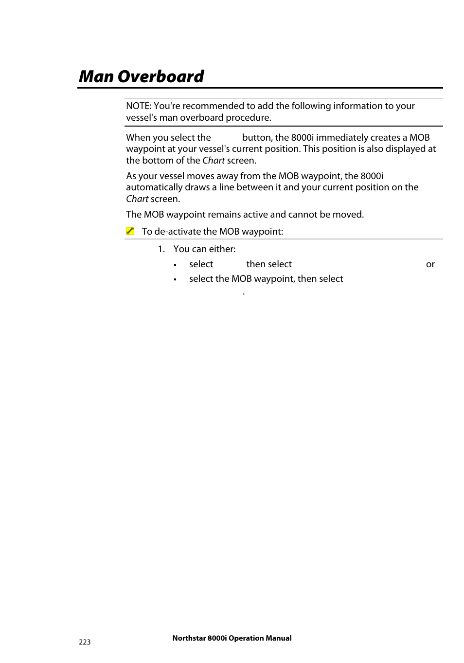 Man overboard | NorthStar Navigation NorthStar 8000i User Manual | Page 217 / 220