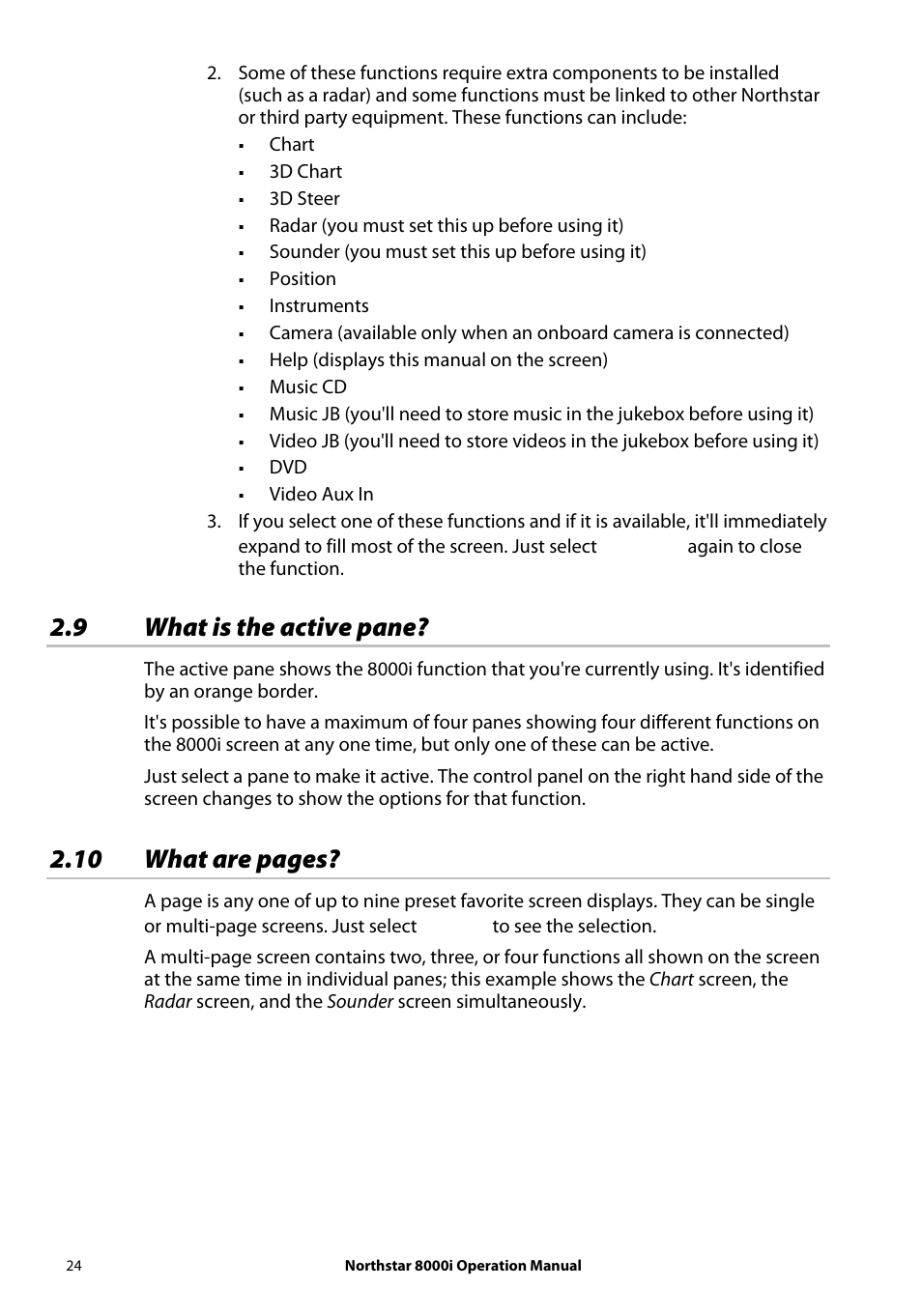 9 what is the active pane, 10 what are pages | NorthStar Navigation NorthStar 8000i User Manual | Page 24 / 220