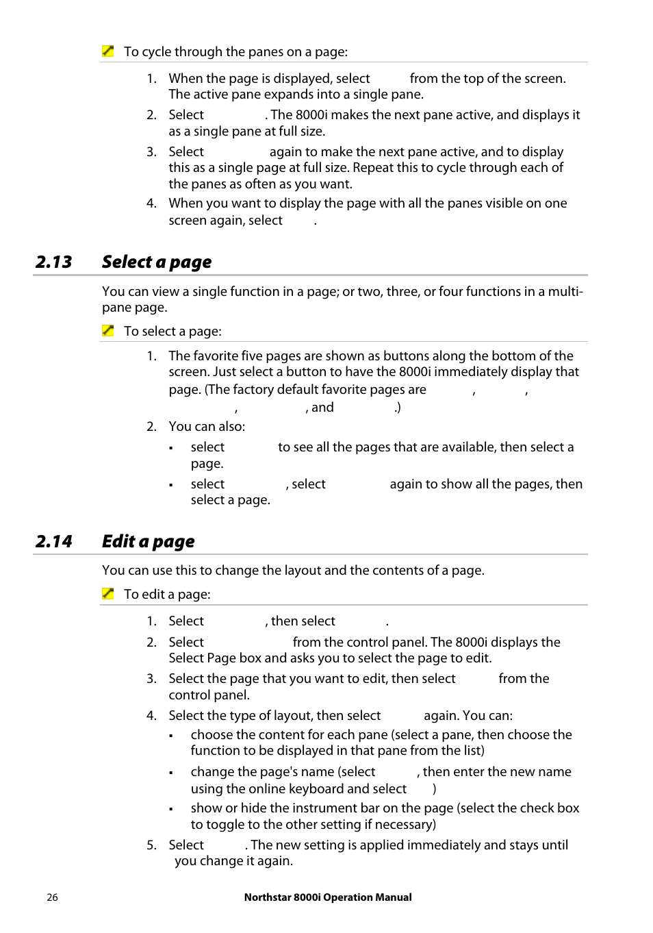 13 select a page, 14 edit a page | NorthStar Navigation NorthStar 8000i User Manual | Page 26 / 220