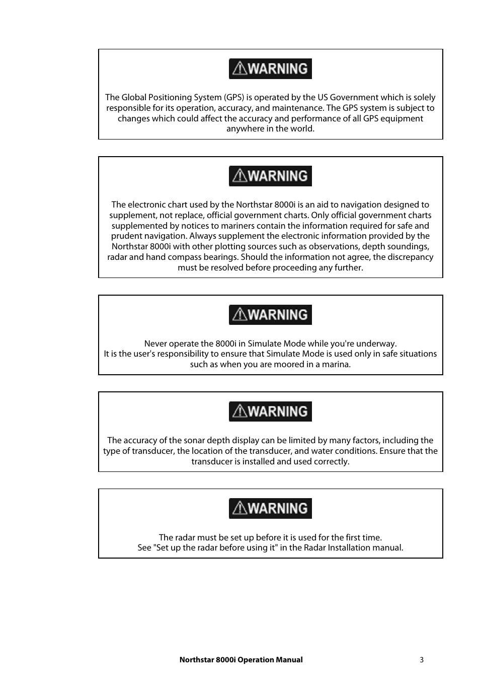 NorthStar Navigation NorthStar 8000i User Manual | Page 3 / 220