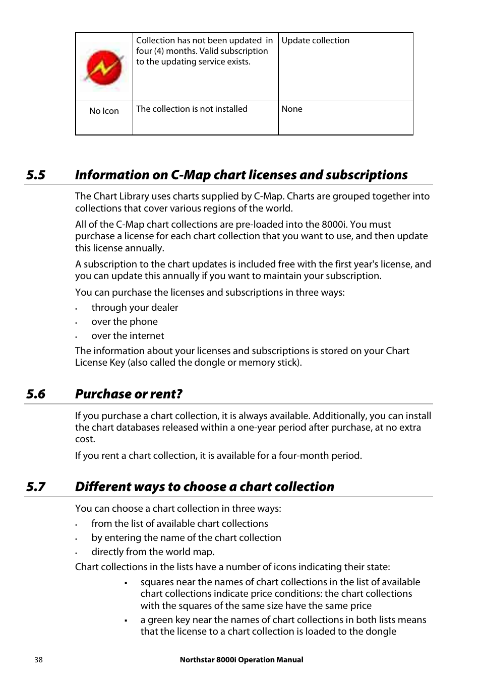 6 purchase or rent, 7 different ways to choose a chart collection | NorthStar Navigation NorthStar 8000i User Manual | Page 38 / 220