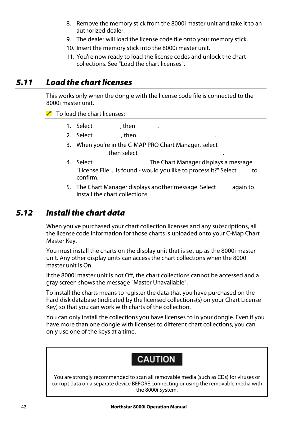 11 load the chart licenses, 12 install the chart data, 13 update charts over the internet | NorthStar Navigation NorthStar 8000i User Manual | Page 42 / 220