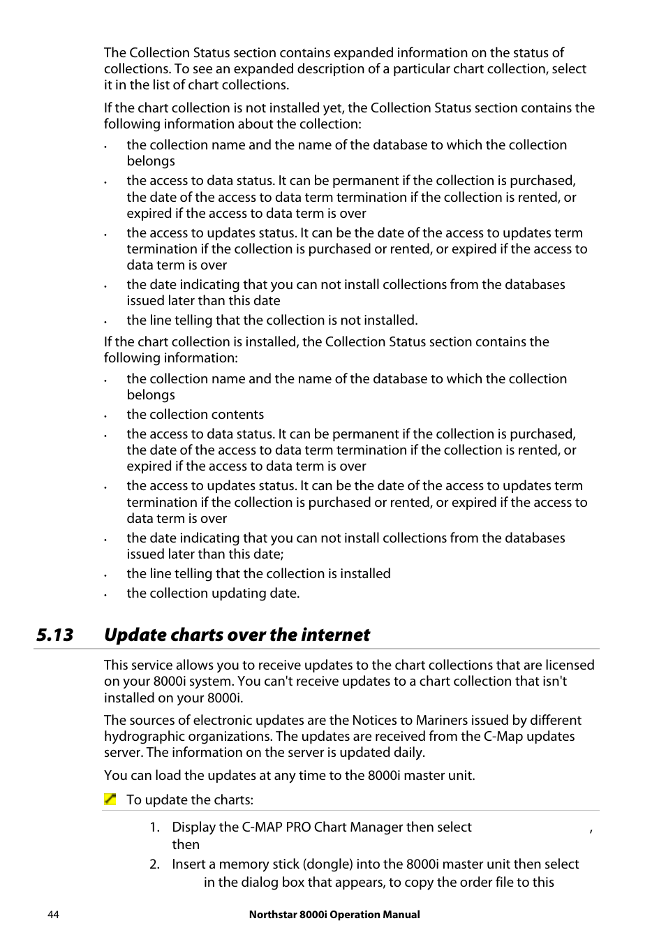 13 update charts over the internet | NorthStar Navigation NorthStar 8000i User Manual | Page 44 / 220