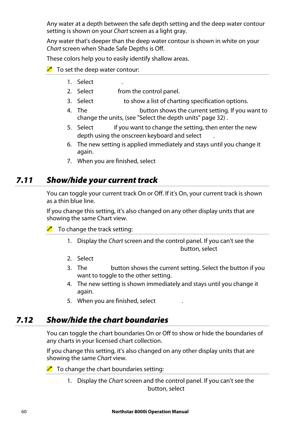 11 show/hide your current track, 12 show/hide the chart boundaries | NorthStar Navigation NorthStar 8000i User Manual | Page 60 / 220