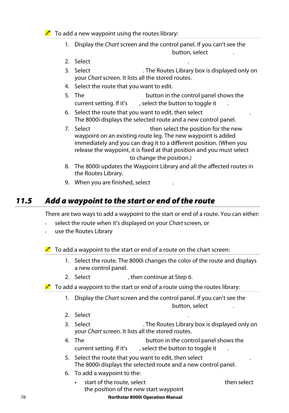 5 add a waypoint to the start or end of the route | NorthStar Navigation NorthStar 8000i User Manual | Page 78 / 220