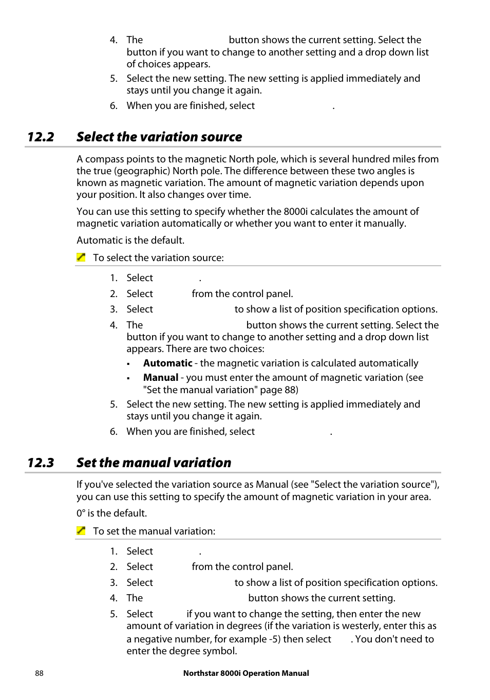 2 select the variation source, 3 set the manual variation | NorthStar Navigation NorthStar 8000i User Manual | Page 88 / 220