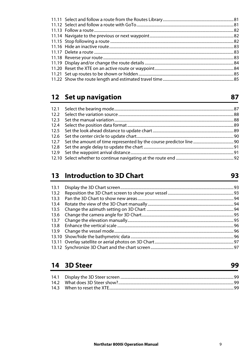 12 set up navigation 87 | NorthStar Navigation NorthStar 8000i User Manual | Page 9 / 220
