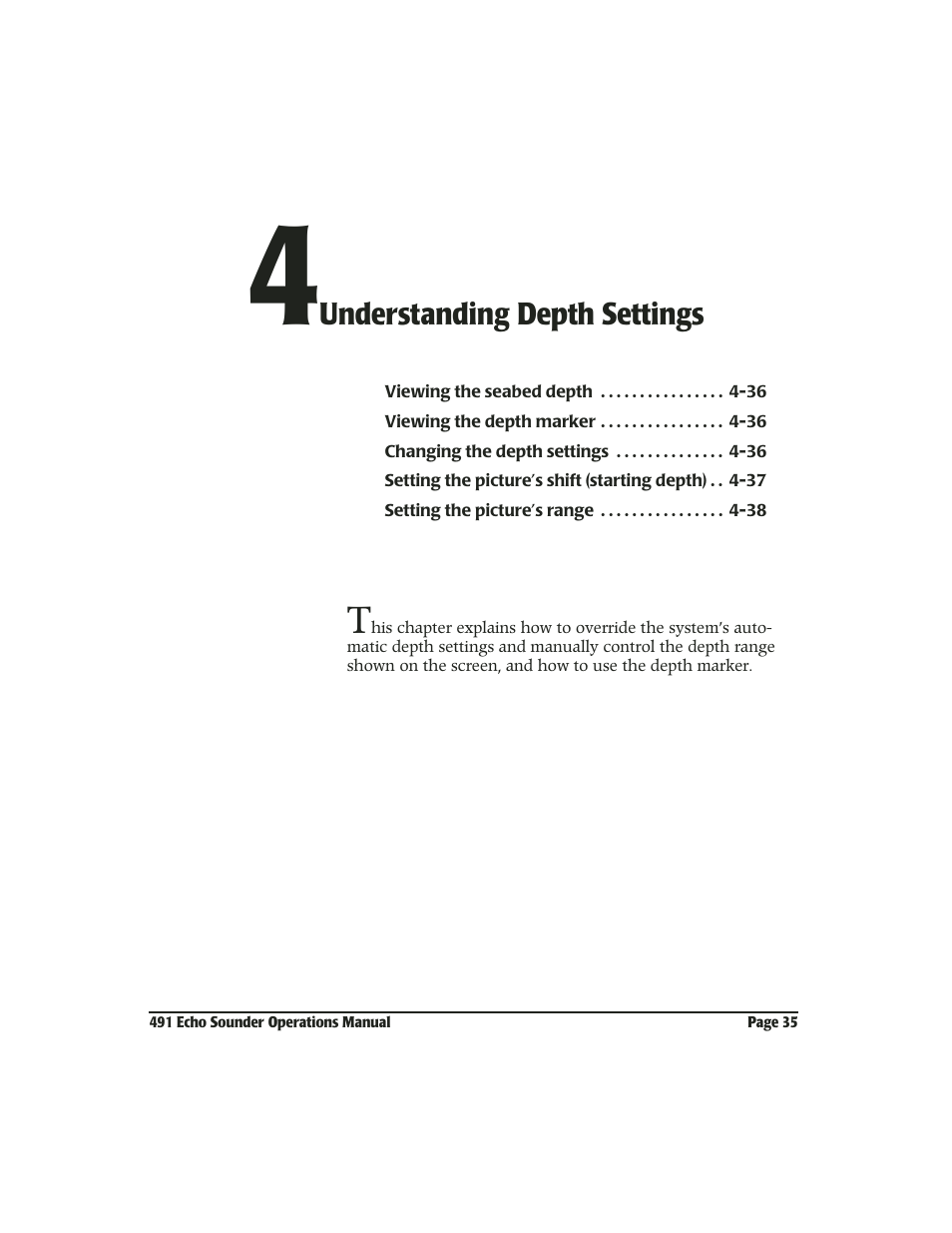 4 understanding depth settings | NorthStar Navigation Echo Sounder NorthStar 491 User Manual | Page 39 / 76