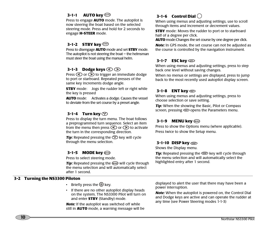 NorthStar Navigation Pilot System NS3300 User Manual | Page 10 / 45