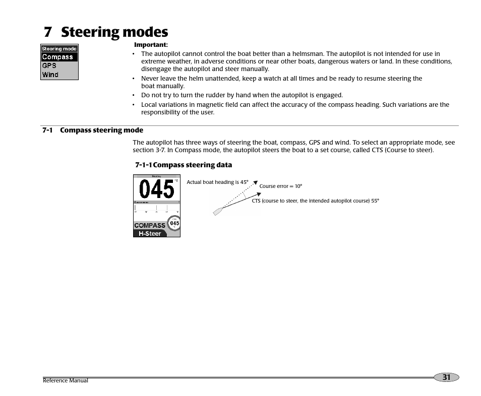 7 steering modes | NorthStar Navigation Pilot System NS3300 User Manual | Page 31 / 45