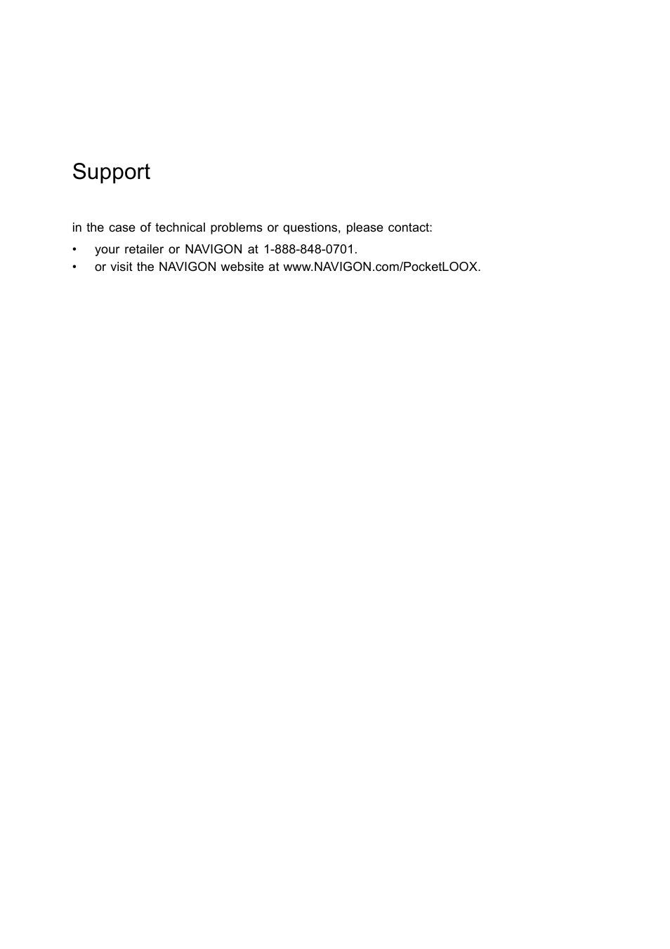 Support | Navigon POCKET LOOX N100 User Manual | Page 2 / 48