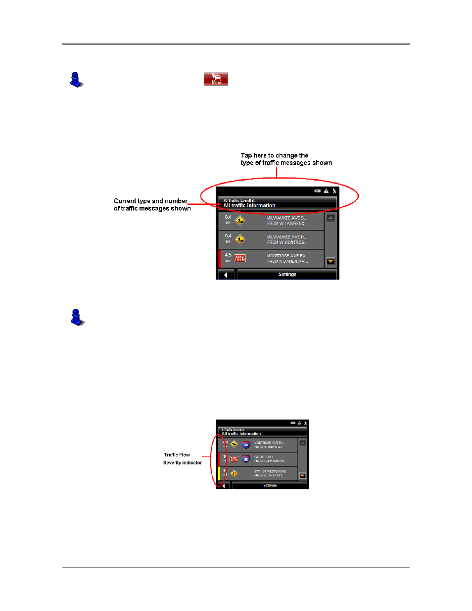 Traffic flow severity indicators | Navigon 2000S User Manual | Page 103 / 124