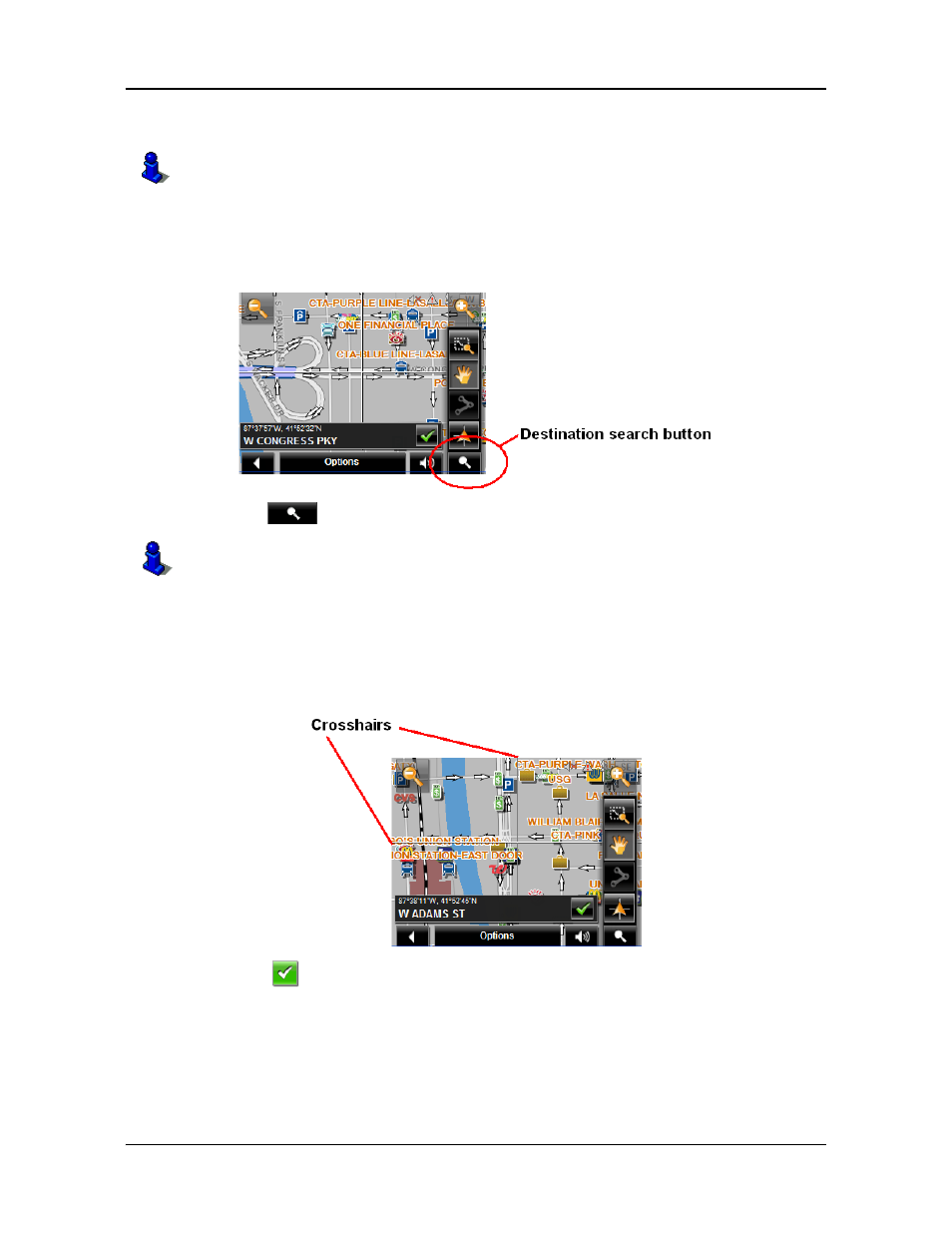 Selecting a destination by tapping the map | Navigon 2000S User Manual | Page 71 / 124