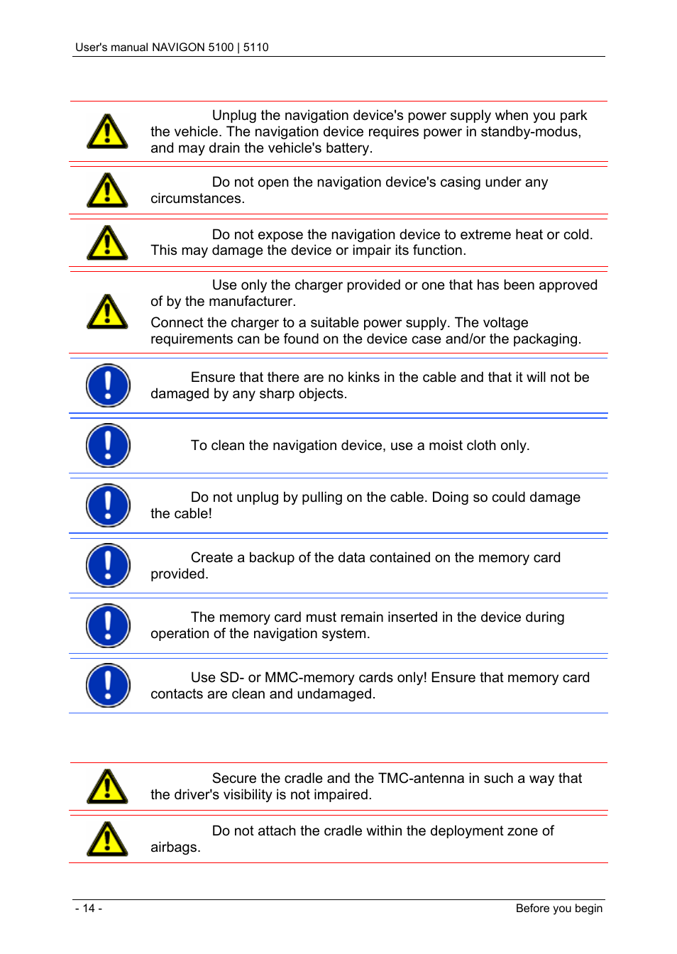 3 safety guidelines when installing in your car, Safety guidelines when installing in your car | Navigon PNA 5100 User Manual | Page 14 / 53