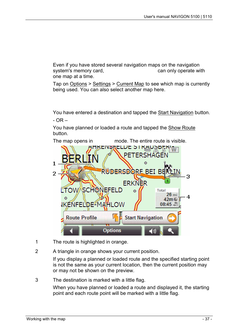 9 working with the map, 1 maps, 2 map in preview mode | Working with the map, Maps, Map in preview mode, 9working with the map | Navigon PNA 5100 User Manual | Page 37 / 53