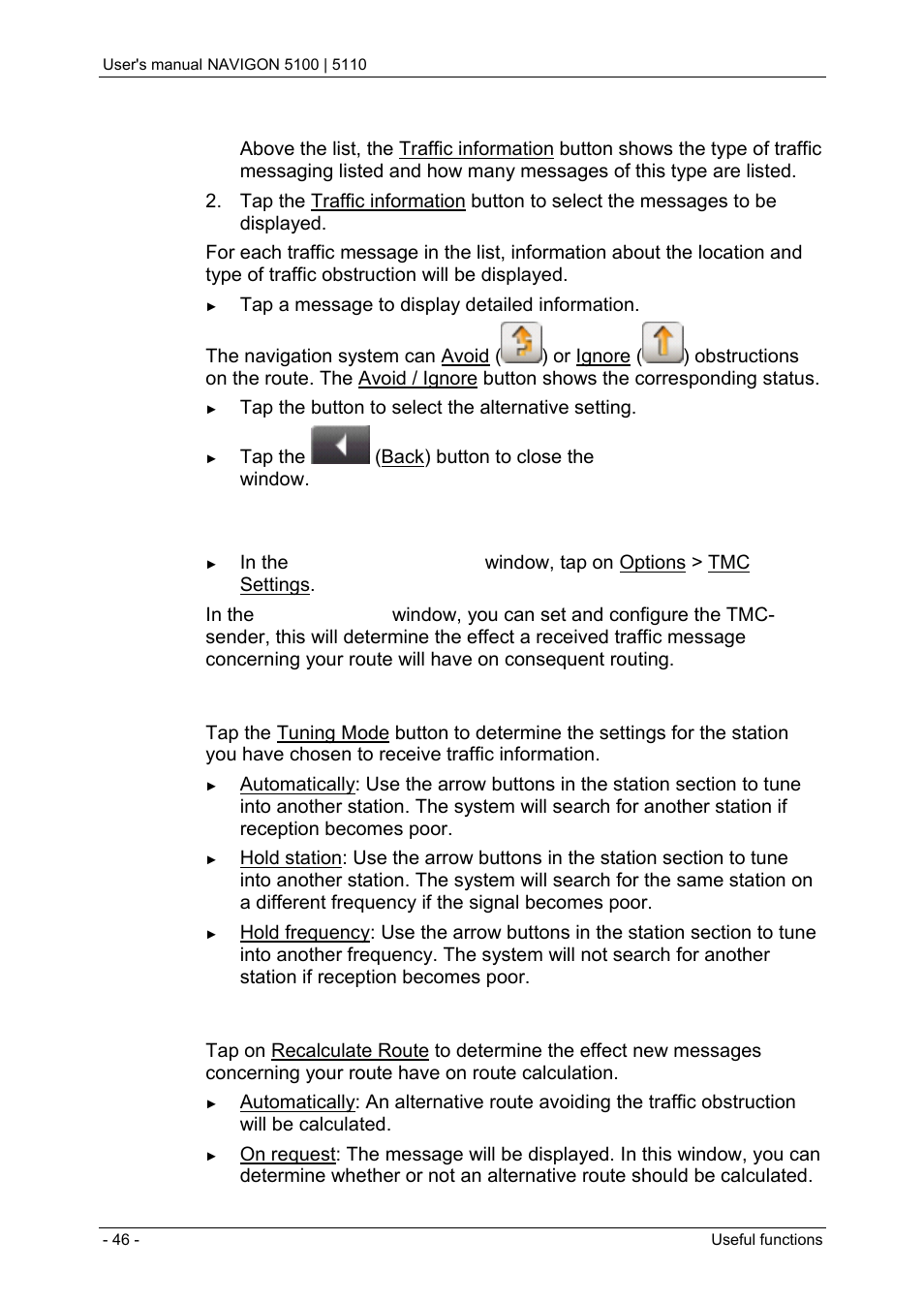 2 tmc settings, Tmc settings | Navigon PNA 5100 User Manual | Page 46 / 53