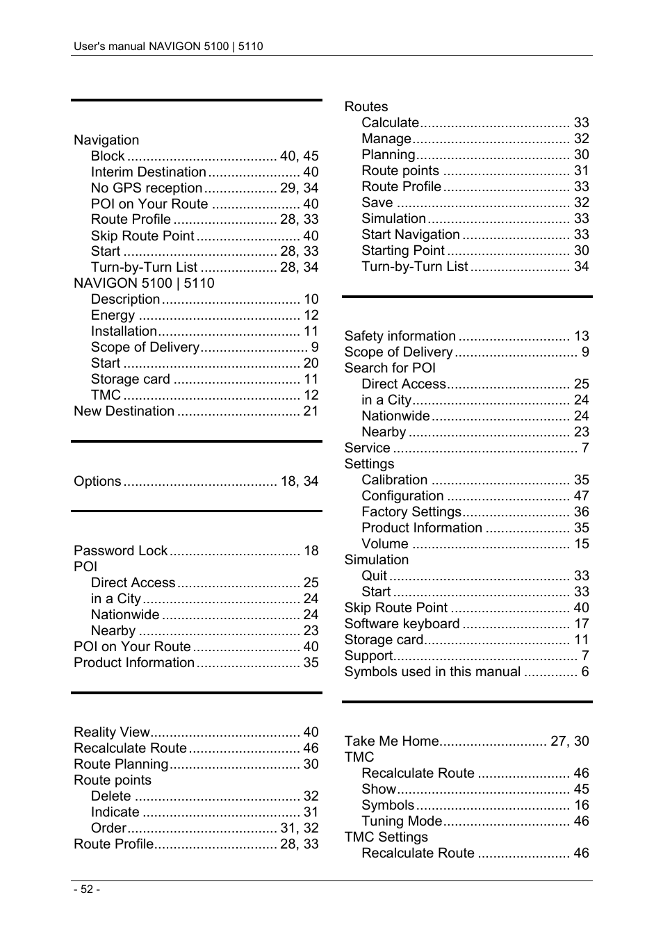 Navigon PNA 5100 User Manual | Page 52 / 53