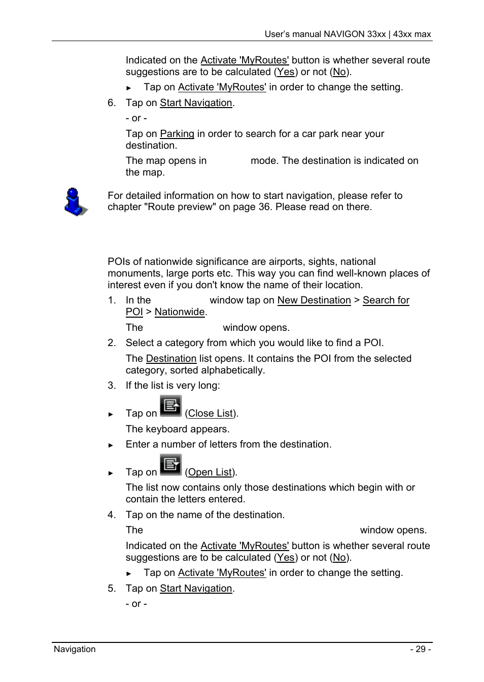 Poi of nationwide significance | Navigon 33xx User Manual | Page 29 / 80