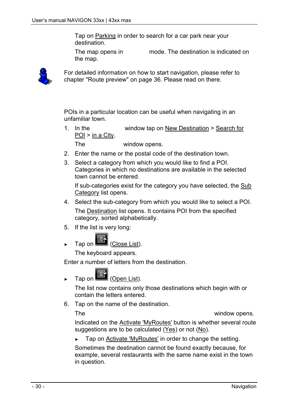 Poi in a particular location | Navigon 33xx User Manual | Page 30 / 80