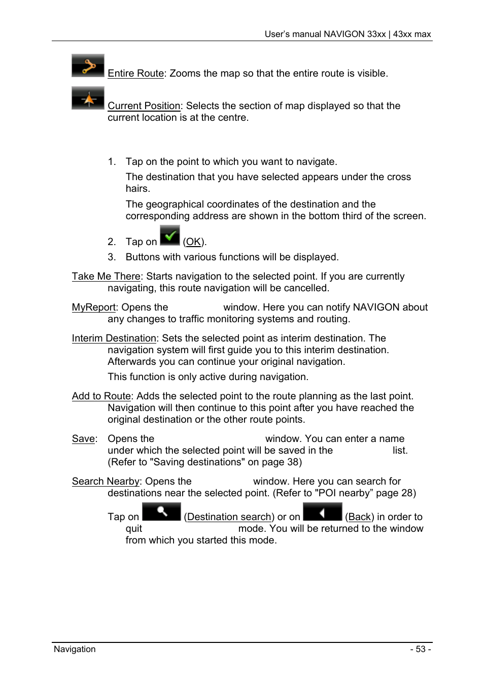 Reality view, Operating in destination search mode | Navigon 33xx User Manual | Page 53 / 80