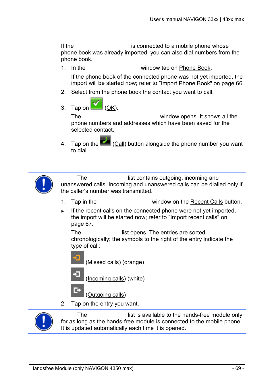 3 calling a contact from the phone book, Deleting a device, Chapter "calling a contact from the phone book" o | Navigon 33xx User Manual | Page 69 / 80