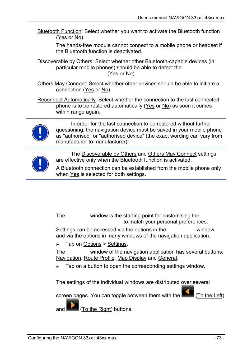 8 configuring the navigon 33xx | 43xx max, Transferring a call from your mobile telephone, During a call | Navigon 33xx User Manual | Page 73 / 80