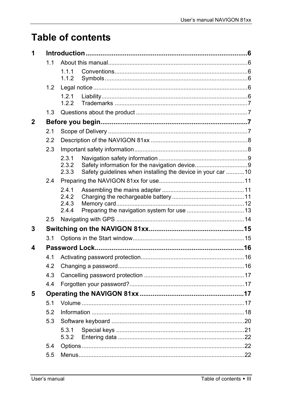 Navigon 81XX User Manual | Page 3 / 72