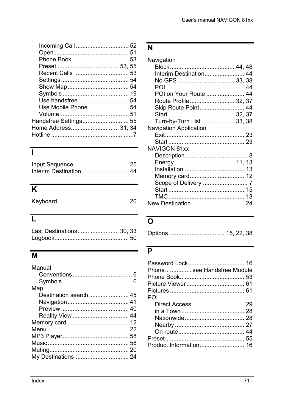 Navigon 81XX User Manual | Page 71 / 72