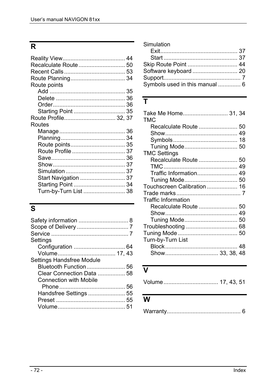 Navigon 81XX User Manual | Page 72 / 72