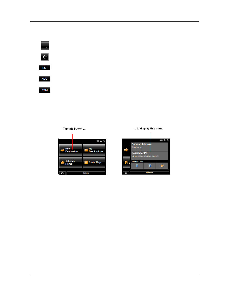 Special keys, Using menus | Navigon 2090S User Manual | Page 44 / 126