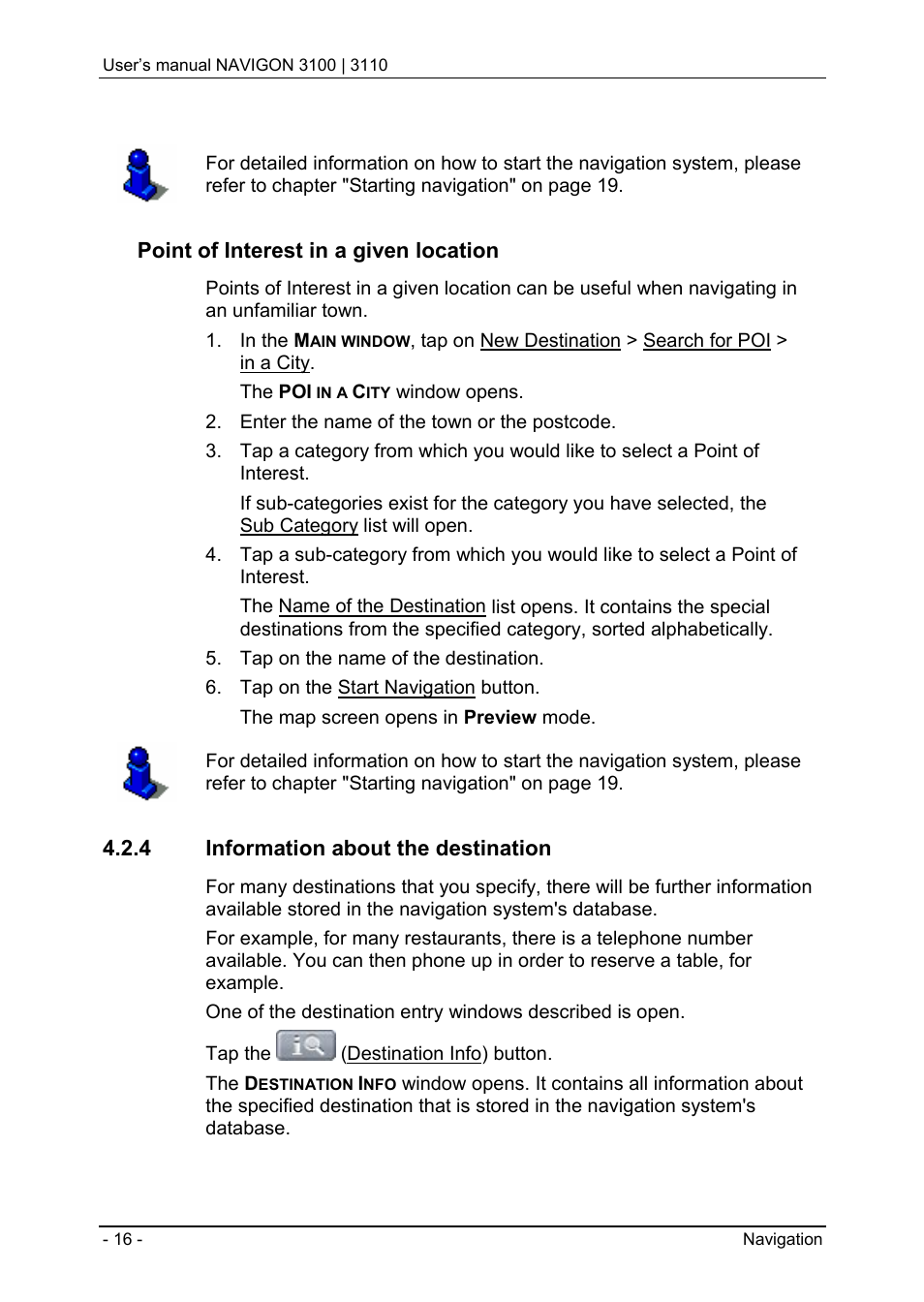 4 information about the destination, Point of interest in a given location | Navigon 3100 User Manual | Page 18 / 41