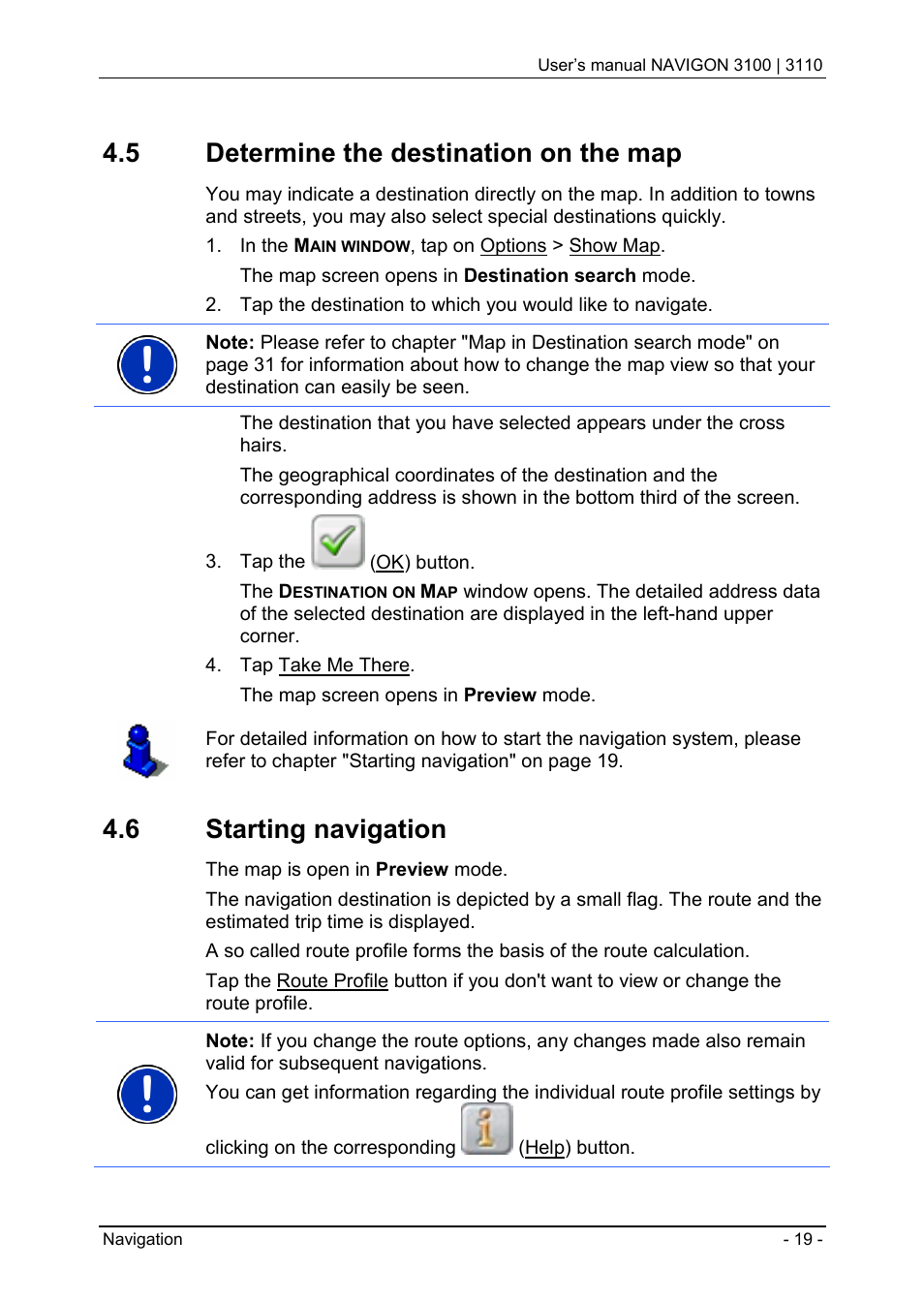 5 determine the destination on the map, 6 starting navigation | Navigon 3100 User Manual | Page 21 / 41