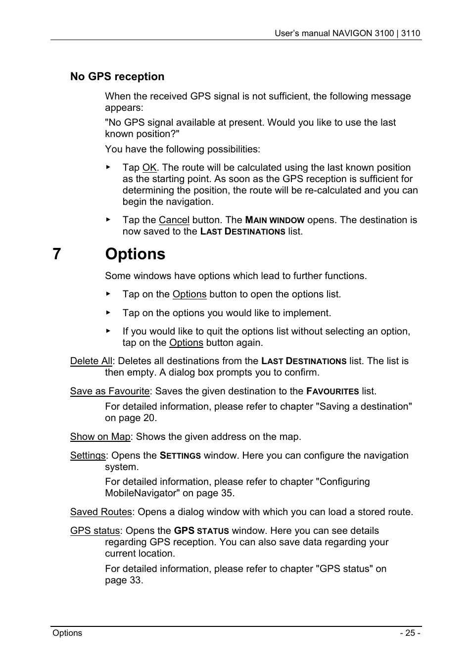 7 options | Navigon 3100 User Manual | Page 27 / 41