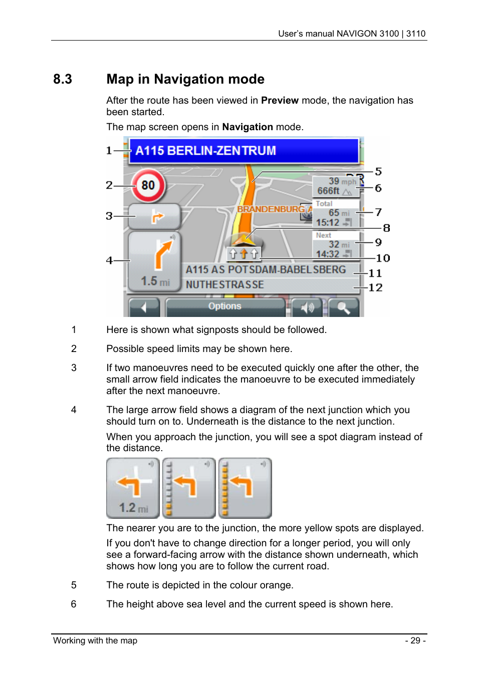 3 map in navigation mode | Navigon 3100 User Manual | Page 31 / 41