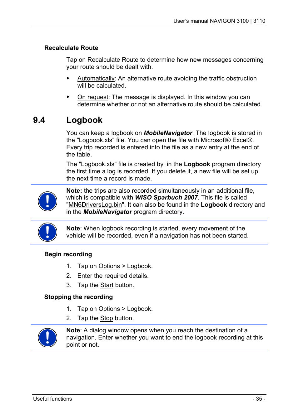 4 logbook | Navigon 3100 User Manual | Page 37 / 41