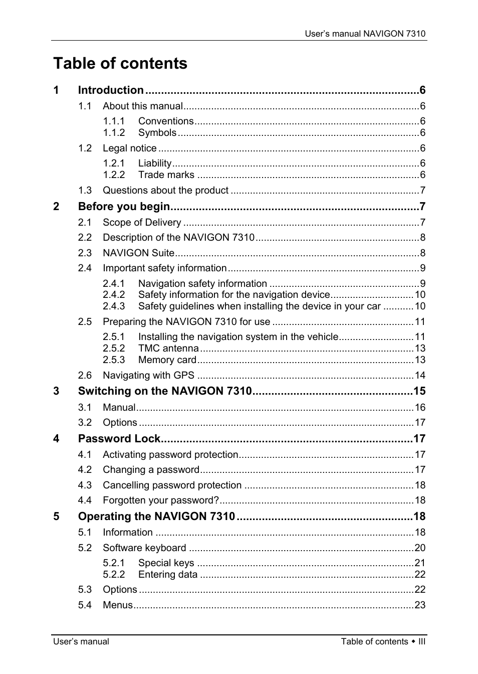 Navigon 7310 User Manual | Page 3 / 79