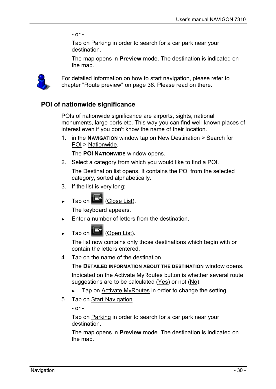 Poi of nationwide significance | Navigon 7310 User Manual | Page 30 / 79