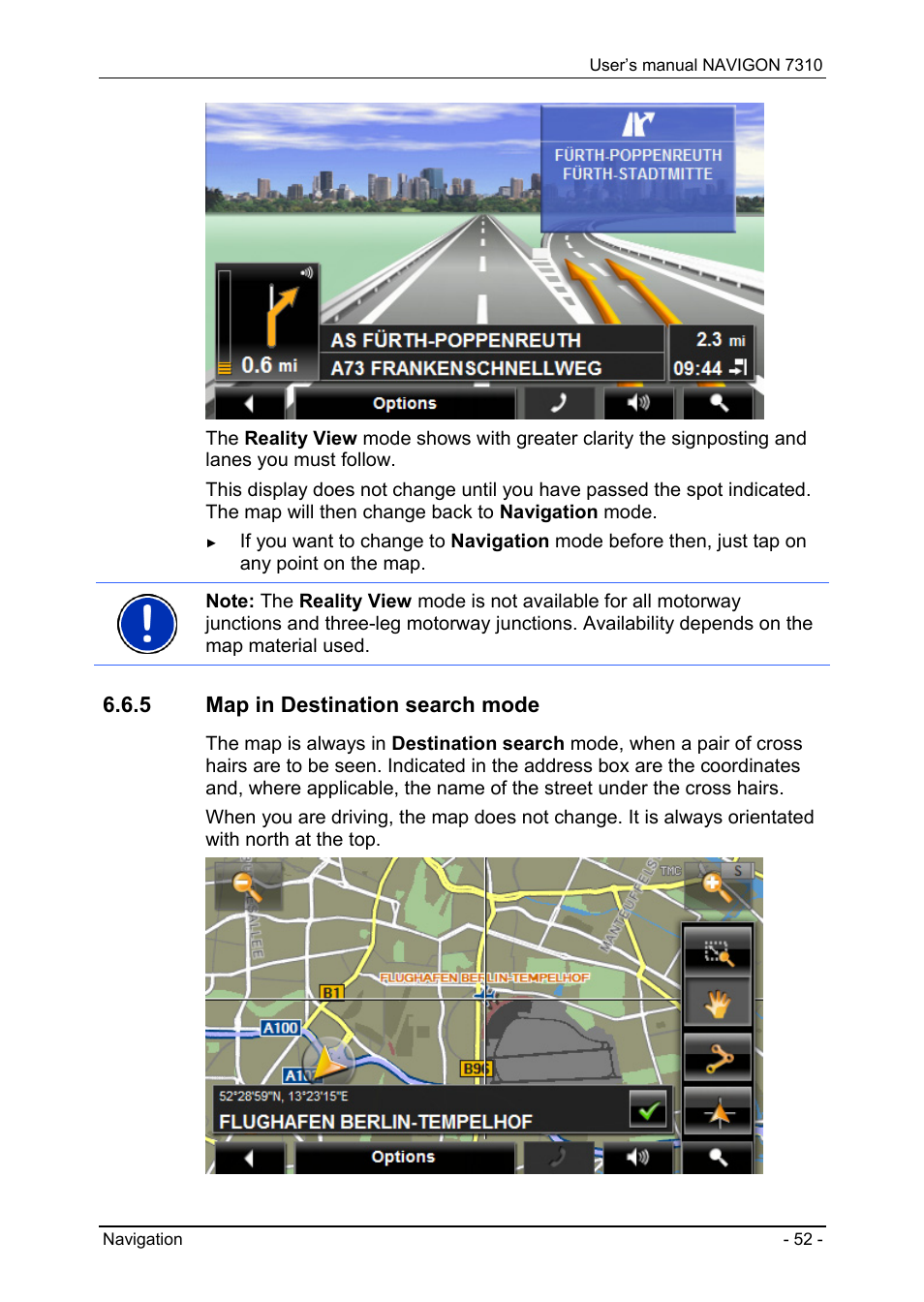 5 map in destination search mode, Map in destination search mode | Navigon 7310 User Manual | Page 52 / 79