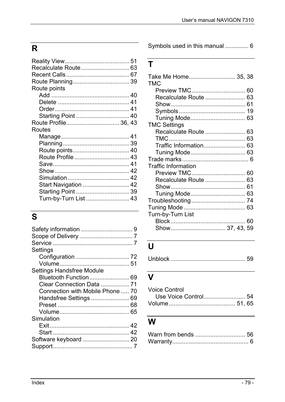Navigon 7310 User Manual | Page 79 / 79