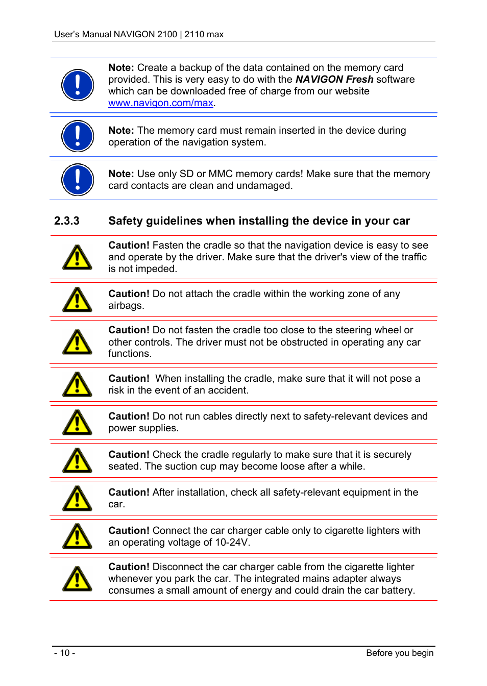 Navigon 2100 User Manual | Page 10 / 57