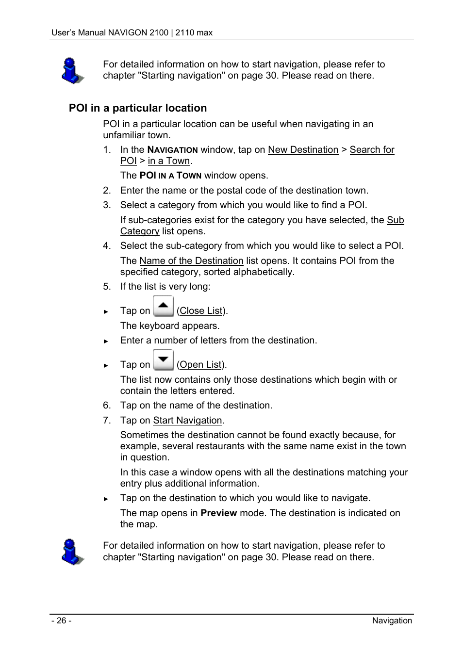 Poi in a particular location | Navigon 2100 User Manual | Page 26 / 57