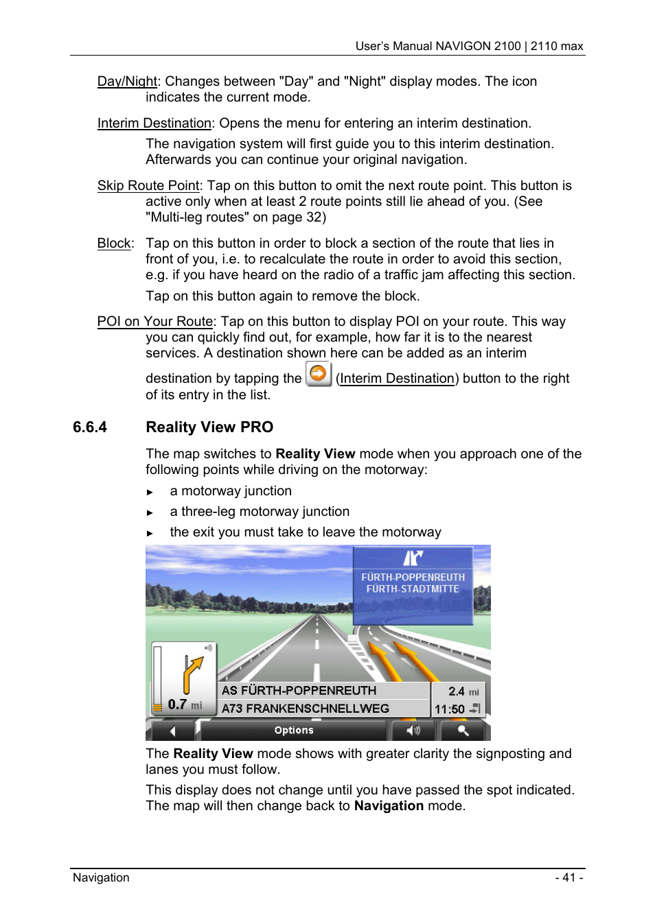 4 reality view pro, Reality view pro | Navigon 2100 User Manual | Page 41 / 57