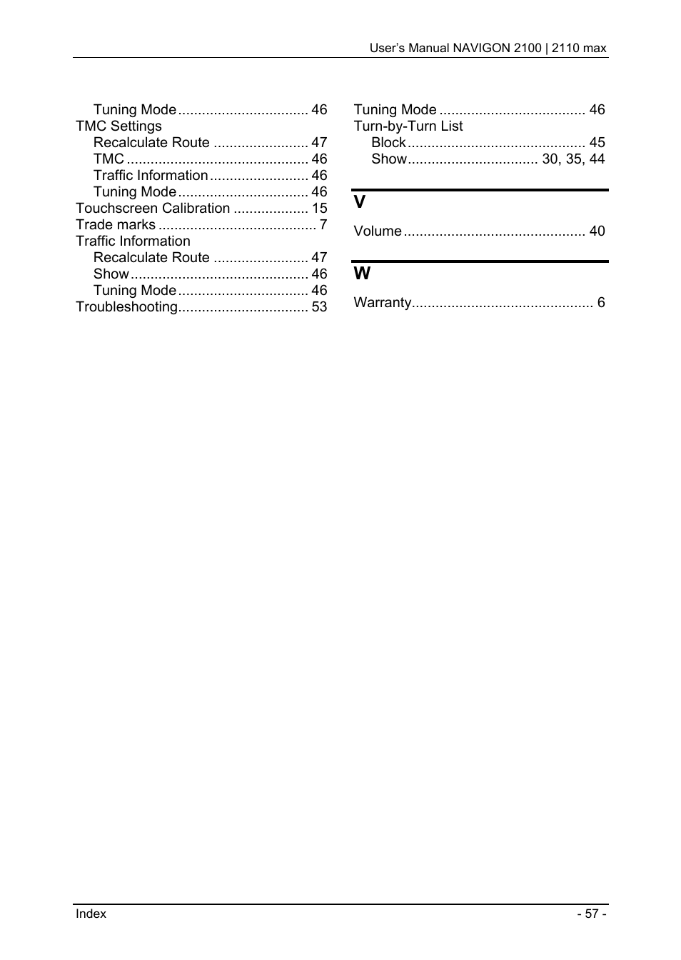 Navigon 2100 User Manual | Page 57 / 57