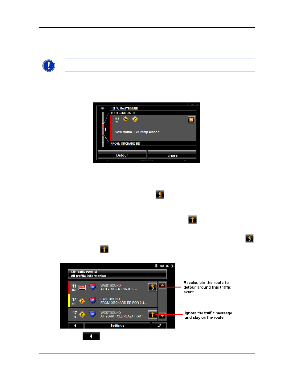 Reroutes, Requesting a route recalculation | Navigon 7200T User Manual | Page 137 / 176