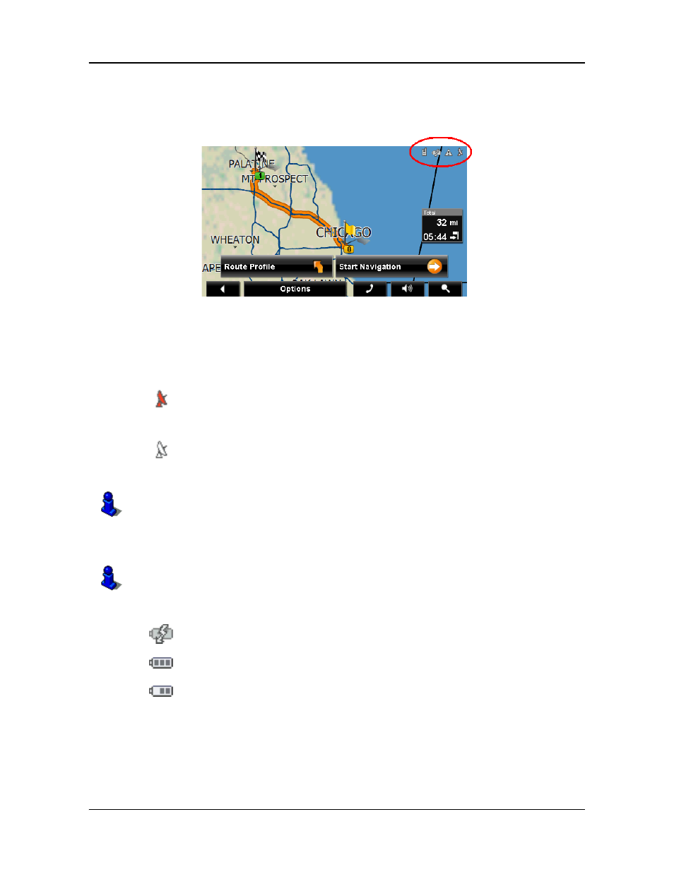 Viewing device status, Power, Gps power | Navigon 7200T User Manual | Page 43 / 176