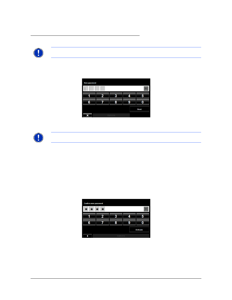 Security, The password window, Setting a password | Security the password window | Navigon 7200T User Manual | Page 49 / 176